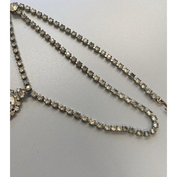 MCM Square Dancing Couple Rhinestone Pendant Necklace & Clip Earring Set Glass - Picture 12 of 13